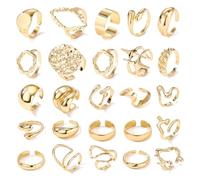 XFSRG 25 Piezas Anillos Mujer Retro Exagerado Conjunto de Anillos Diseño Asimétrico Anillo apilable para el Uso Diario Fiestas Estilo Urbano