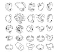 XFSRG 25 Piezas Anillos Mujer Retro Exagerado Conjunto de Anillos Diseño Asimétrico Anillo apilable para el Uso Diario Fiestas Estilo Urbano