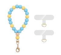 XFSRG 2Pcs Cordon para Movil de Perlas Colgante para Movil Colorido Correa Movil Muñeca para Mujeres y Niñas (Azul)