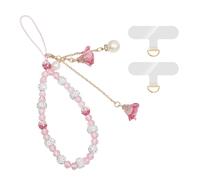 XFSRG 2Pcs Cordon para Móvil de Perlas y Flores Colgante para Móvil Elegante Correa para Móvil con Diseño de Rosa Accesorios de Moda para Teléfonos Ideal para Mujeres y Niñas (Rosa)
