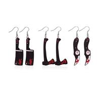 XFSRG 3 Pares Pendientes Halloween Mujer Pendiente de Daga Terroríficos Joyas Góticas para Fiesta y Uso Diario (Negro)