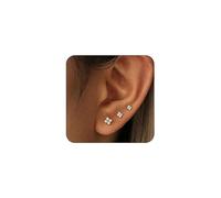 XFSRG 3 Pendientes Individuales Circonitas Brillantes Joyería Elegante Mujer Tachuelas Pequeñas Cristales Resplandecientes para Novia Amiga