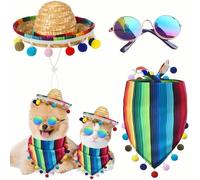 XFSRG 3 Piezas Bandanas para Perros Sombrero para Perro Gafas Perro Conjunto Fiesta Accesorios Mascotas Disfraz Ropa Festiva Mascota
