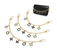 XFSRG 3 Piezas Cadena para Bolso Set Cadena Dorada para Bolso Correas de Corta Esmaltadas con Dije Flor Extensor para Cadenas de Repuesto Bolsos de Hombro (Negro)