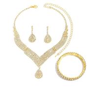 XFSRG 3 Piezas Conjunto de Joyas Mujer Collar Pendientes y Pulsera con Pedrería Elegante Conjunto Nupciales Accesorios para Vestidos Noche Boda Regalo