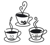 XFSRG 3 Piezas Decoracion Pared Cafe Tazas Arte Metal Colgante Cocina Cuadros Decorativos Modernos Decoracion Hogar Salon Comedor Bar Cafeteria Arte Minimalista Pared (Set2)