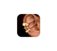 XFSRG 3 Piezas Ear Cuff Pendientes Aro Abierto Liso y con Cuentas Oreja sin Agujero Pendientes Falsos Oreja Helix Puños Cartílago No Piercing Helix Cartílago No Piercing (Dorado)