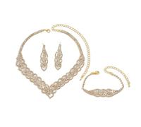 XFSRG 3 Piezas Joyas de Mujer Collar de Diamantes Imitación Pendientes Pulsera Joyas Joyería Set Regalo para Bodas Novias Niñas
