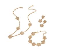 XFSRG 3 Piezas Joyas de Mujer Flor con Diamantes Incrustados Conjunto de Joyeria Brillante Ideal para Múltiples Ocasiones