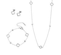 XFSRG 3 Piezas Joyas de Mujer Trébol de Cuatro Hojas Calado Acero Inoxidable Conjunto de Joyeria Hipoalergénico Regalo para Fiestas Aniversarios