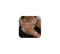 XFSRG 3 Piezas Juego De Joyería Nupcial para Mujer Rhinestone Glamour Collar Colgante Pendientes y Pulsera Conjunto de Bisutería para Mujeres Fiesta Prom