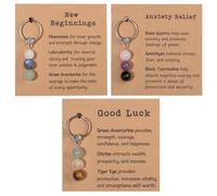 XFSRG 3 Piezas Llavero de Preciosas Naturales Llavero de Mujer Cristales con Tarjeta de Regalo Suerte Para Mujeres y Niñas (02)