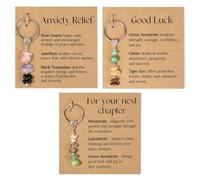 XFSRG 3 Piezas Llavero de Preciosas Naturales Llavero de Mujer Cristales con Tarjeta de Regalo Suerte Para Mujeres y Niñas (01)