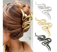 XFSRG 3 Piezas Pinzas Pelo Mujer Perlas Onduladas Metal Pinza Tipo Tiburón Elegante Apto para Múltiples Ocasiones