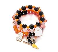 XFSRG 3 Piezas Pulsera Halloween Colgante Fantasma de Calabaza y Murciélago Pulseras para Parejas Accesorios Festivos