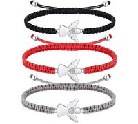 XFSRG 3 Piezas Pulsera Mujer de Cuerda Tejida Colgante de Ángel Pulseras Ajustable Pequeño y Elegante para Cumpleaños San Valentín Graduaciones