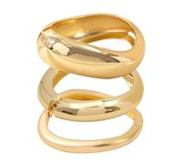 XFSRG 3 Piezas Pulsera Mujer Moda Boho Brazo Ancho Manguito Minimalista Ajustable Pulseras para Fiestas y Uso Diario(Oro)