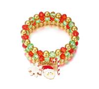XFSRG 3 Piezas Pulsera Navideña para Mujer Brazalete de Cuentas Elástico con Charm de Motivos Navideños Apilable Joyería de Moda para Fiestas Celebraciones y Reunio (Estilo 2)