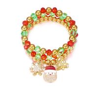 XFSRG 3 Piezas Pulsera Navideña para Mujer Brazalete de Cuentas Elástico con Charm de Motivos Navideños Apilable Joyería de Moda para Fiestas Celebraciones y Reunio (Estilo 1)