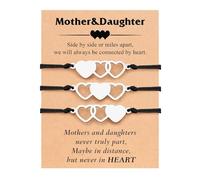 XFSRG 3 Piezas Pulseras Madre e Hija Pulsera Corazón Regolabili Larga Distancia con Carta di Auguri Regalos de Cumpleaños para Madre e Hija Niñas (Set 2)
