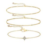 XFSRG 3 Piezas Pulseras Mujer Oro 14k Chapado Múltiples Capas Apiladas Cubic Zirconia Pulsera de Serpiente Accesorio Versátil para Outfits Femeninos Regalo ideal para Amigas y Ocasiones Especiales