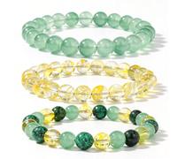 XFSRG 3 Piezas Pulseras Mujer Piedras Naturales Pulsera Cuarzo Aventurina Citrino Brazalete Elástico Ajustable Joyería Espiritual Energética