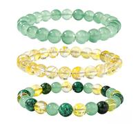XFSRG 3 Piezas Pulseras Mujer Piedras Naturales Pulsera Cuarzo Aventurina Citrino Brazalete Elástico Ajustable Joyería Espiritual Energética