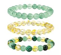 XFSRG 3 Piezas Pulseras Mujer Piedras Naturales Pulsera Cuarzo Aventurina Citrino Brazalete Elástico Ajustable Joyería Espiritual Energética