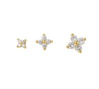 XFSRG 3 Unidades Pendientes Flor con Circonitas 3 Mm 4 5 Mm de Aro Huggie de Aro Pequeños Pendientes Apilados para Múltiples Piercings Joyería para Oreja