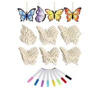 XFSRG 30 Piezas Formas de Mariposas de Madera para Pintar 6 Estilos Diferentes Incluidos 8 Rotuladores al Agua Kit DIY para Ideas Decorativas Creativas