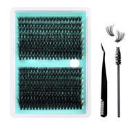 XFSRG 320 Piezas Extension Pestañas Kit D Curl Cluster Lashes 9-16mm Pestañas Naturales Con Rizador y Cepillo Eyelashes Regalo para Mujer(60D & 80D)