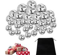 XFSRG 35 Piezas Bola de Discoteca Bola de Espejo Esférica Decoración Fiesta Efecto Reflectante Accesorios para Disco Vidrio Mosaico Adorno para Tartas Fiestas Eventos (Plata)