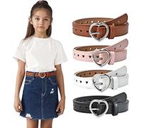 XFSRG 4 Cinturones niña Hebilla Corazón Ajustables Accesorios Moda Infantil Decorativos y Funcionales para Jeans Looks Diferentes Cinturón Dulce y Moderno para Ropa Diaria