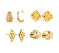 XFSRG 4 Pares Pendientes Mujer Dorados Elegantes Pendientes Fiesta Largos Modernos Joyería de Moda para Mujeres