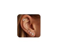 XFSRG 4 Pcs Pendientes de Mujer en Cobre Hipoalergénicos Piercing Tragus Helix Cartílago Juego de Aros y Tachuelas Pequeños Ideales para Uso Diario Fiesta o Regalo