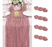 XFSRG 4 Piezas Camino de Mesa de Gasa Rosa 90x180 cm Vintage y Elegante Camino de Mesa Decoraciones Festivas y Fiestas Grandes