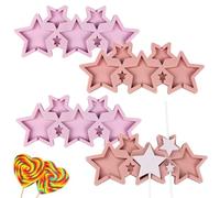 XFSRG 4 Piezas Caramelos Moldes Silicona con Palito Corazón Estrella Molde Chocolate Creativo y Adorable para Hacer Piruletas Caseras