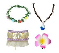 XFSRG 4 Piezas Diadema Flores Diadema Mujer Pinzas para el Pelo Collar Tobillera Accesorios Elegantes para la Playa