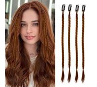 XFSRG 4 Piezas Extensiones De Trenzas Naturales Para Mujeres Extensiones De Clip Fáciles Para Trenzas Perfectas Para El Día A Día Y Ocasiones Especiales (Marrón Claro)