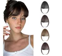 XFSRG 4 Piezas Flequillos Postizos Natural Humano Flequillo Clip Cabello Extensión de Aire con Patillas para Mujeres el Uso Diario