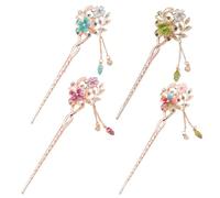 XFSRG 4 Piezas Horquillas Pelo China Vintage Flores Hechas Borlas Tradicional Horquilla Accesorios para Mujeres y Niñas