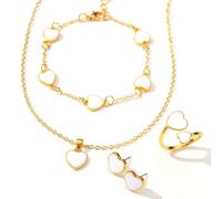 XFSRG 4 Piezas Joyas de Mujer Corazón Romántico Conjunto de Joyeria Exquisito Joyas para San Valentín Cumpleaños y Aniversarios