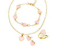 XFSRG 4 Piezas Joyas de Mujer Corazón Romántico Conjunto de Joyeria Exquisito Joyas para San Valentín Cumpleaños y Aniversarios