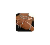 XFSRG 4 Piezas Juego De Joyería Nupcial para Mujer Juego de Boda Collar Rhinestone Colgante Pendientes Pulsera y Anillo Conjunto para Mujeres Fiesta（Negro）