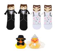 XFSRG 4 Piezas Patos de Goma para Boda Calcetines de Boda Para Hombres y Mujeres Patitos Goma Chirriantes para Ceremonia Patos Baño Regalo Bodas Novios Recuerdo Matrimonio Recuerdos Fiesta (1)