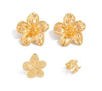 XFSRG 4 Piezas Pendientes Mujer Florales Elegante Pendiente de Moda Boho Joyería de Moda HipoalergéNica para Todas las Ocasiones (Oro 2)