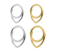 XFSRG 4 Piezas Piercing Nariz Anillos Aro Pendientes Clicker Forma Gota Septum Anillo Hélice Cartílago Pendientes Piercing Tabique Herradura Aro Ceja Oreja Labio Joyas para Mujeres y Hombres