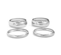 XFSRG 4 Piezas Pulseras Anchas para Mujer Brazalete Rígidas Minimalistas Pulseras Chunky Statement para Uso Diario Fiesta y Vestido de Noche （Plata）