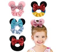XFSRG 4 Piezas Scrunchies de Terciopelo con Orejas de Ratón Elásticos Suaves para el Cabello Lazos Adorables para Niñas Accesorios Divertidos y Cómodos