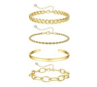 XFSRG 4 Pulsera Gruesa de oro de 14K Quilates para Mujer Estilo Serpiente Fino Cuba Trendy Joyería para Combinaciones Layering y Regalos Sofisticados